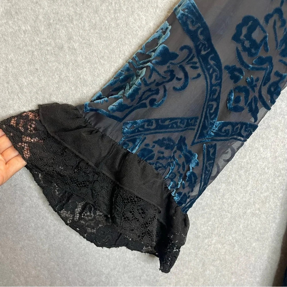 Rancho Estancia Witchy Whimsygoth Fairy Burnout Velvet Lace Hem Mini Dresss - Picture 3 of 9